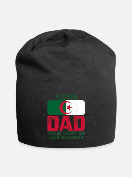 Algerian father Algeria flag father's day - Jersey Beanie - black