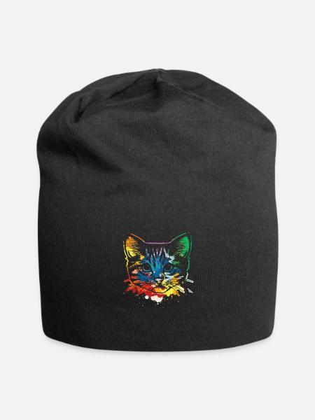 Chat pop art - Bonnet en jersey - noir
