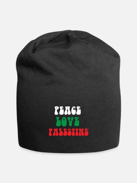 Peace Love Palestine - Bonnet en jersey - noir