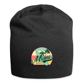 Miami Beach Sommer Urlaub USA 70s Tourist - Jersey-Beanie - Schwarz - Vorne