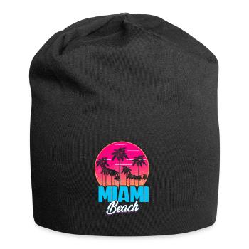 Miami Beach Sommer Urlaub USA 70s Tourist - Jersey-Beanie - Schwarz - Vorne