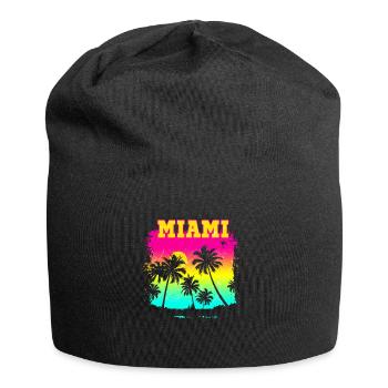 Miami Beach Sommer Urlaub USA 70s Tourist - Jersey-Beanie - Schwarz - Vorne