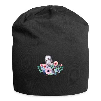 Oiseau hibou - Bonnet en jersey - noir - Devant