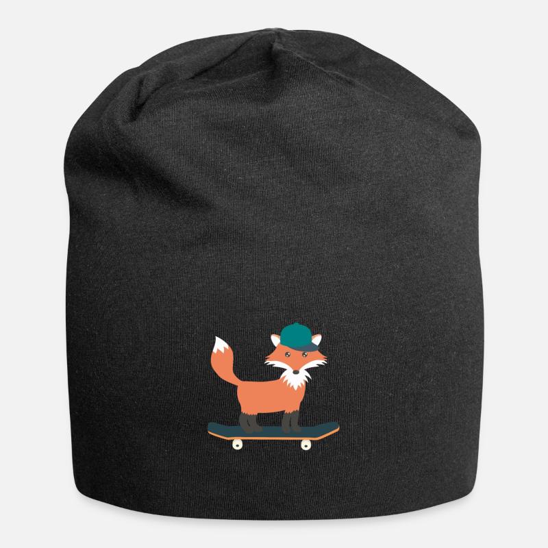 Skateboard skater fox - Jersey Beanie - black