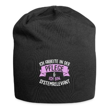 Ich Arbiete In Der Pflege Ich Bin Systemrelevant - Jersey-Beanie - Schwarz - Vorne