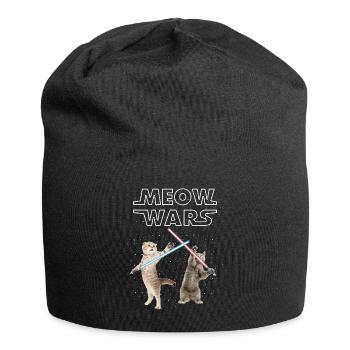 Cat Meow Wars Funny Gift For Cats Lovers Cute Cat - Jersey Beanie - black - Front