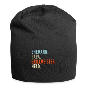 EHEMANN PAPA GRILLMEISTER HELD - Papa Geschenkidee - Jersey-Beanie - Schwarz - Vorne