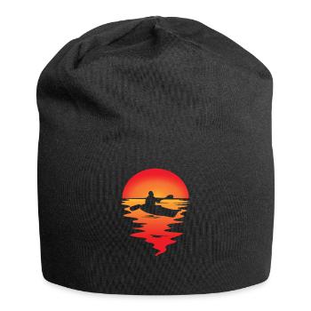 Kayak canoeing paddle boat sunset - Jersey Beanie - black - Front