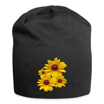 fleurs de coneflower floraison jaune, pétales, floral, - Bonnet en jersey - noir - Devant