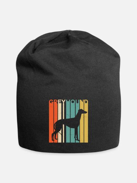 Retro vintage greyhound silhouette dog - Jersey Beanie - black
