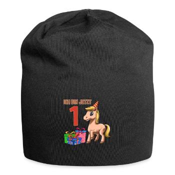 Süße Kinder & Pferde 1. Geburtstagsfeier - Jersey-Beanie - Schwarz - Vorne