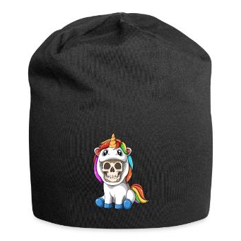 Sarkastisches Skelett im Einhornkostüm - Parodie - Jersey-Beanie - Schwarz - Vorne