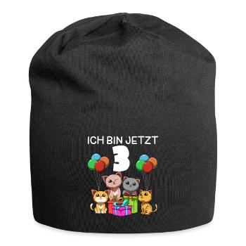 Lustige Katzen Party - 3. Kindergeburtstag - Jersey-Beanie - Schwarz - Vorne