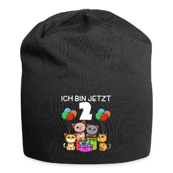 Lustige Katzen Party - 2. Kindergeburtstag - Jersey-Beanie - Schwarz - Vorne