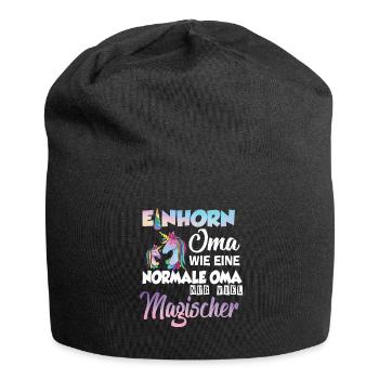 Einhorn Oma Großmutter - Jersey-Beanie - Schwarz - Vorne