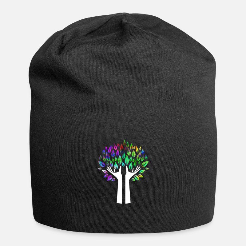 Hände Baum psychedelisch - Jersey-Beanie - Schwarz