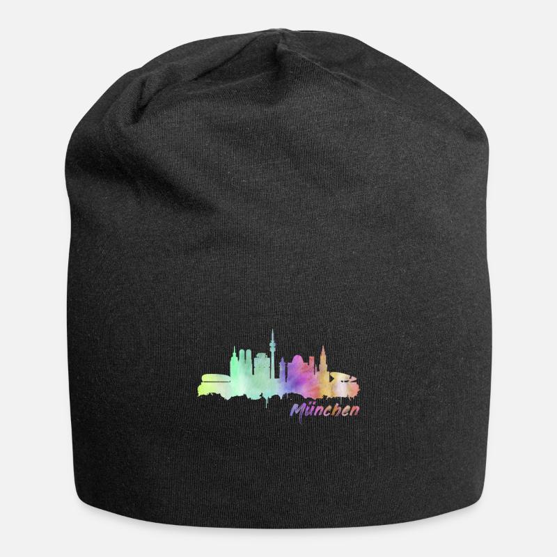 München Skyline - Jersey-Beanie - Schwarz