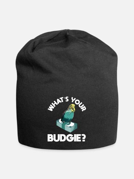 What's your Budgie Budget Design mit Wellensittich - Jersey-Beanie - Schwarz
