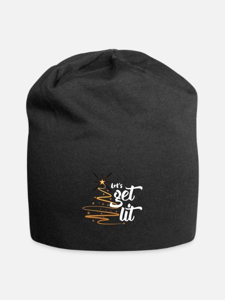Lets Get Lit Magical Star Tree | Happy Christmas - Jersey Beanie - black