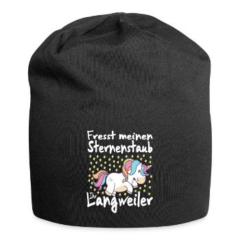 Einhorn Fresst meinen Sternenstaub - Jersey-Beanie - Schwarz - Vorne