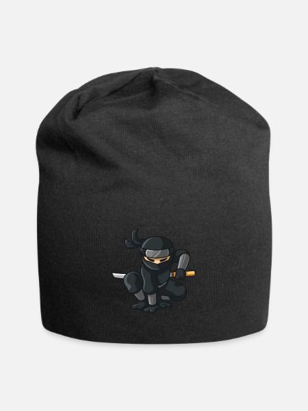 Ninja with katana - Jersey Beanie - black