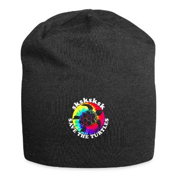 SKSKSK Und ich hoppla! Überspringen Sie einen Strohhalm Retten Sie die Schildkröten - Jersey-Beanie - Anthrazit - Vorne