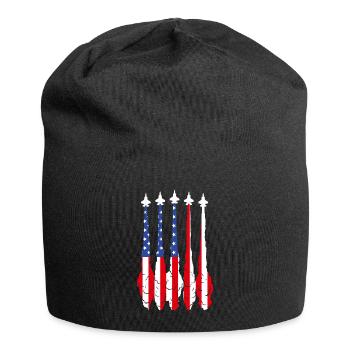 Amerikanische Flagge USA Flugzeug Jet Fighter 4. Juli Pa - Jersey-Beanie - Schwarz - Vorne