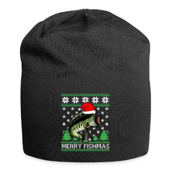 Cadeau de pêcheur joyeux Fishmas pour Noël - Bonnet en jersey - noir - Devant