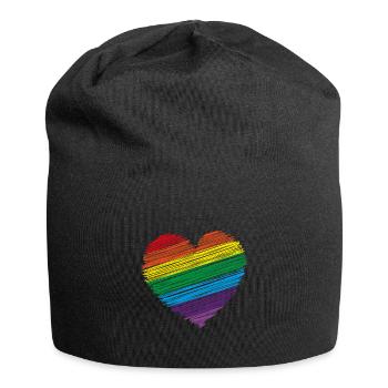 Regenbogen shirt & Herz Regenbogen Geschenk Shirt - Jersey-Beanie - Schwarz - Vorne