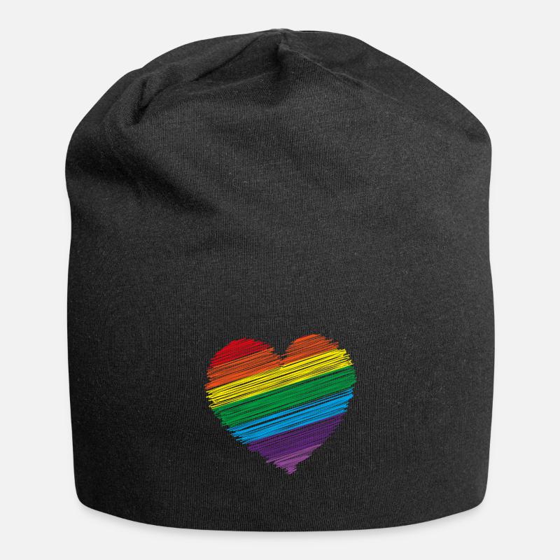 Regenbogen shirt & Herz Regenbogen Geschenk Shirt - Jersey-Beanie - Schwarz