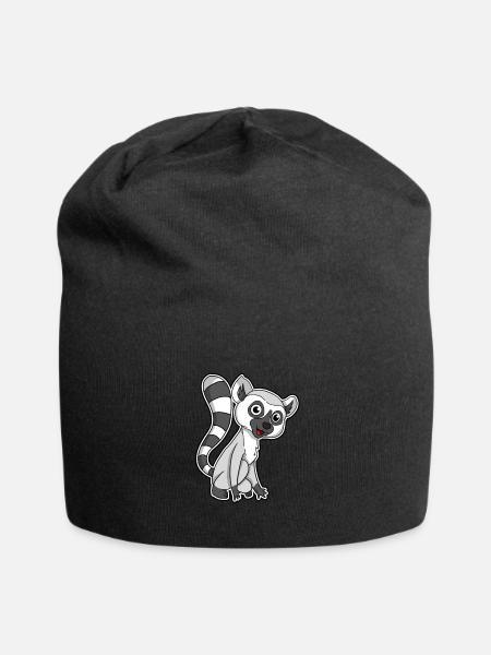 Süße Lemur Lemuren Geschenk - Jersey-Beanie - Schwarz