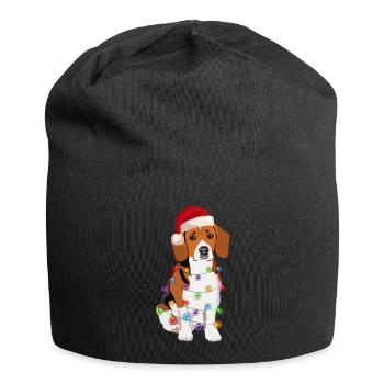 Beagle dog Christmas fairy lights - Jersey Beanie - black - Front