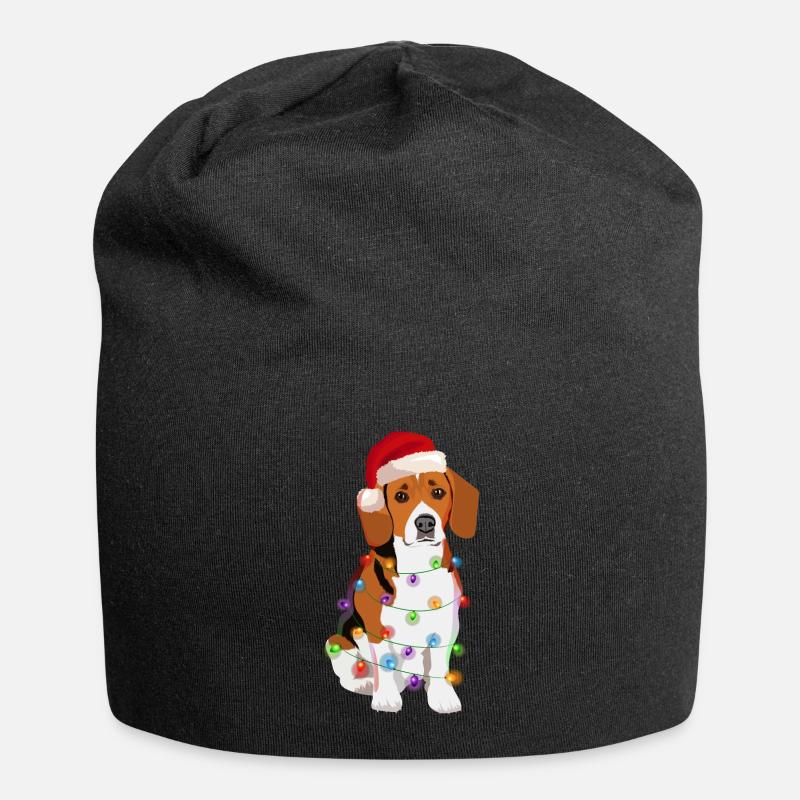 Beagle Hund Lichterkette Weihnachten - Jersey-Beanie - Schwarz