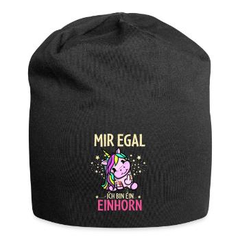 Mir Egal Ich Bin Ein Einhorn - Jersey-Beanie - Schwarz - Vorne