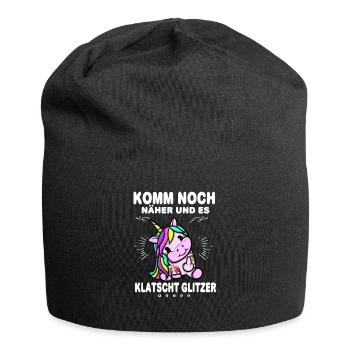Einhorn Glitzer Aggressiv - Jersey-Beanie - Schwarz - Vorne