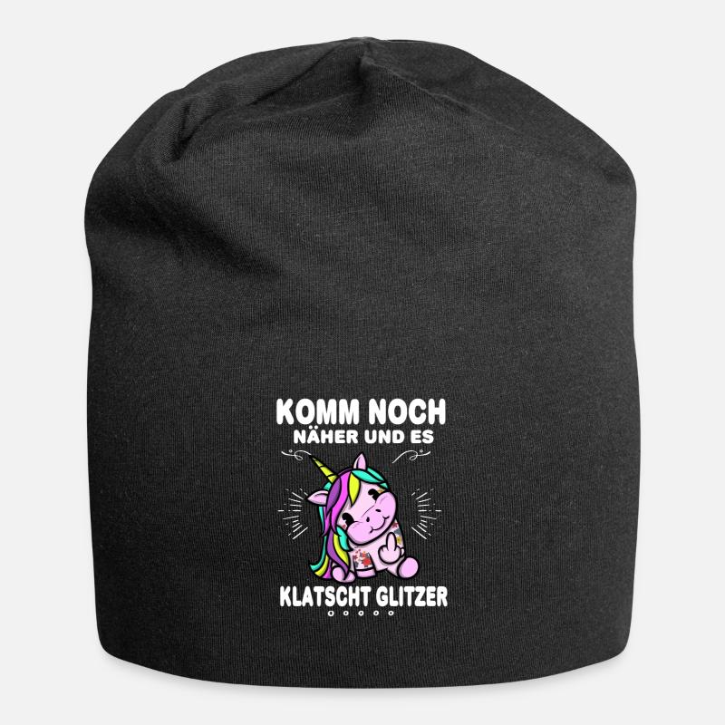 Einhorn Glitzer Aggressiv - Jersey-Beanie - Schwarz