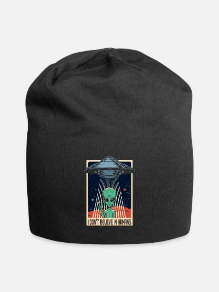 Alien UFO Außerirdisch Menschheit Lustig Geschenk - Jersey-Beanie - Schwarz