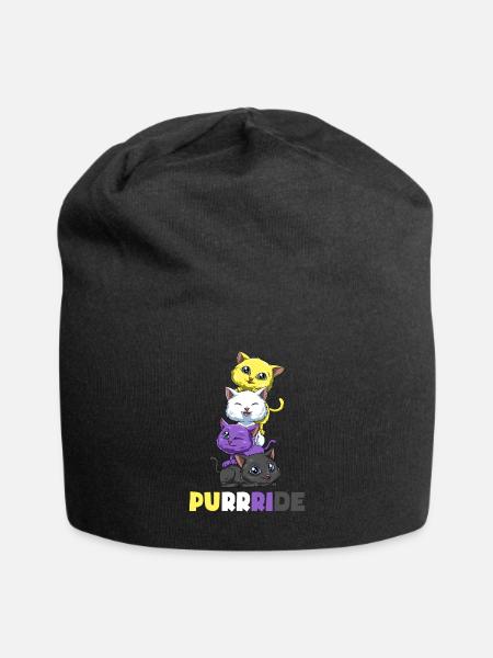 Nonbinary Katzen - Transgender Geschenk - Jersey-Beanie - Schwarz