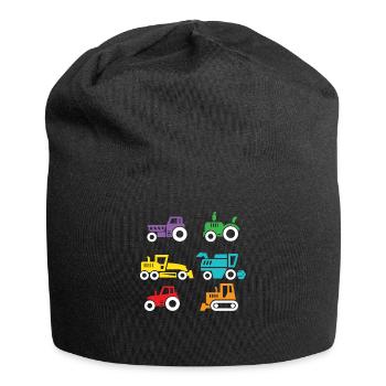 Children's excavator tractor agriculture construction site - Jersey Beanie - black - Front