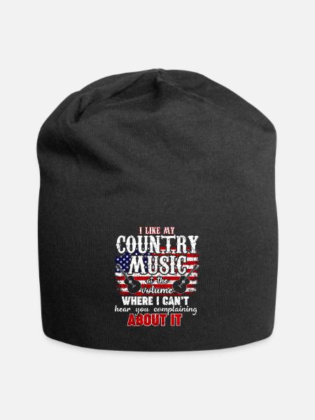 Country Western Music Love USA Gift - Jersey Beanie - black
