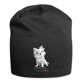 Chihuahua Abbildung mit Inschrift - Jersey-Beanie - Schwarz - Vorne