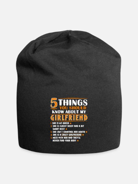 5 Things You Should Know About My Girlfriend Funny - Jersey Beanie - black