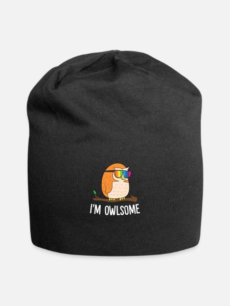 Hibou hibou joyeux - Bonnet en jersey - noir