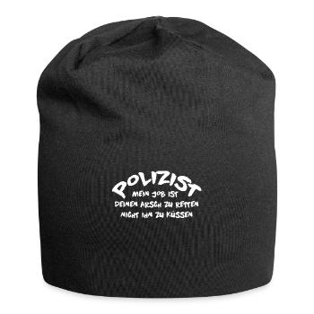 Polizei Spruch - Jersey-Beanie - Schwarz - Vorne