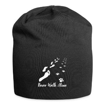 Never Walk Alone Dog Lovers Footprints - Jersey-Beanie - Schwarz - Vorne