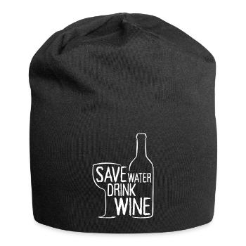 Save Water Drink Wine Weintrinker Wein Spruch - Jersey-Beanie - Schwarz - Vorne