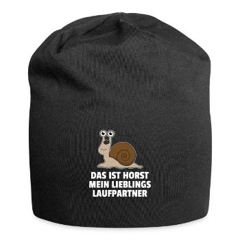 Joggen Laufen Marathon Renn Schnecke Fun Geschenk - Jersey-Beanie - Schwarz - Vorne