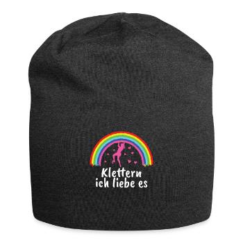 Bouldern Klettern Bergsteigen Felsen Frau Geschenk - Jersey-Beanie - Anthrazit - Vorne
