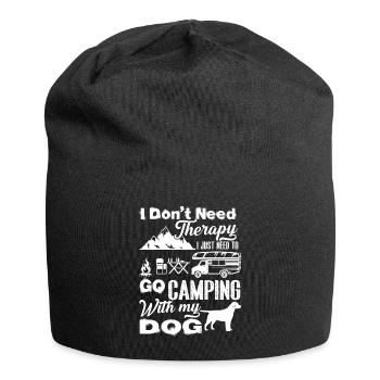 Camping Camping With My Dog - Jersey Beanie - black - Front