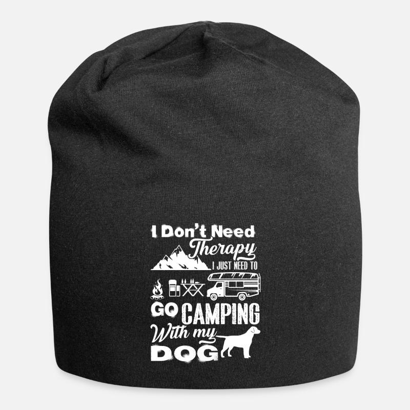 Camping Camping With My Dog - Jersey Beanie - black